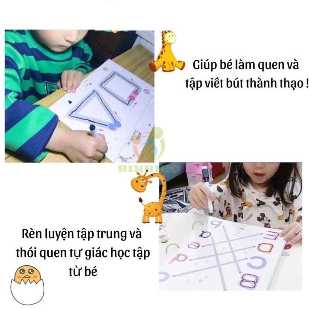 Tập tô vẽ thông minh 64 trang Giáo dục toàn diện Montessori cho bé từ 2-3-4-5 tuổi - Binbibo