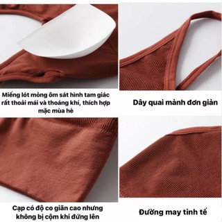 Áo bra nữ hở lưng chữ U hai dây len tăm freesize 37-60kg A01