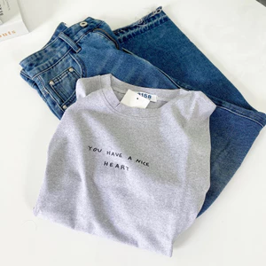 Áo thun 3158 chất cotton khô mẫu YOU HAVE A NICE HEART, Áo thun nam nữ form rộng, Áo 3158