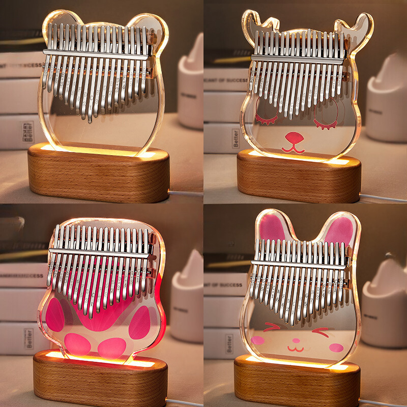 Đèn ngủ đàn Kalimba 17 phím, kalimba trong suốt làm đèn ngủ quà tặng decor  - Tặng Full Phụ Kiện