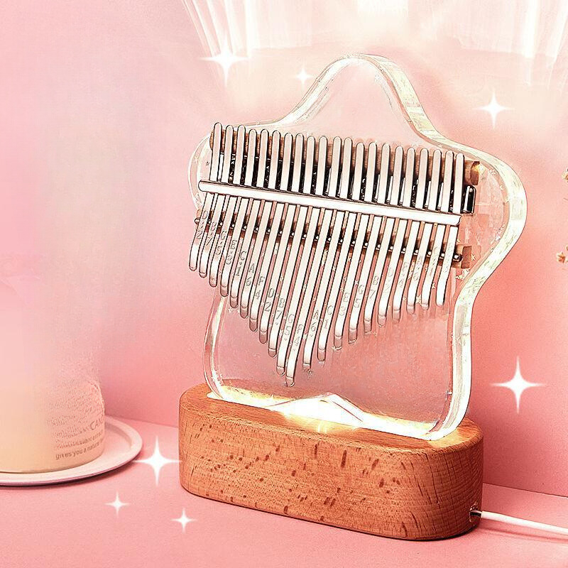 Đèn ngủ đàn Kalimba 17 phím, kalimba trong suốt làm đèn ngủ quà tặng decor  - Tặng Full Phụ Kiện