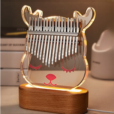 Đèn ngủ đàn Kalimba 17 phím, kalimba trong suốt làm đèn ngủ quà tặng decor  - Tặng Full Phụ Kiện
