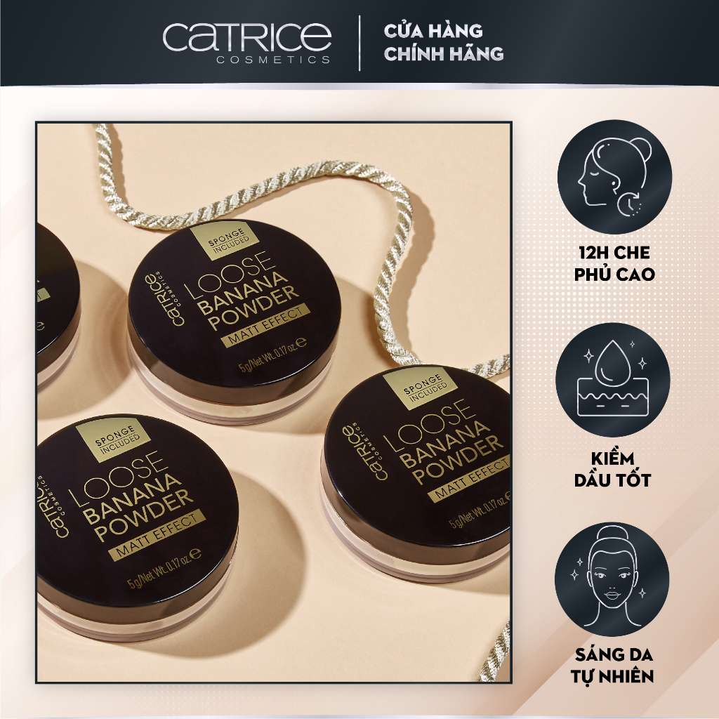 Phấn phủ dạng bột Catrice Loose Banana Powder cố định lớp trang điểm và che khuyết điểm 5g