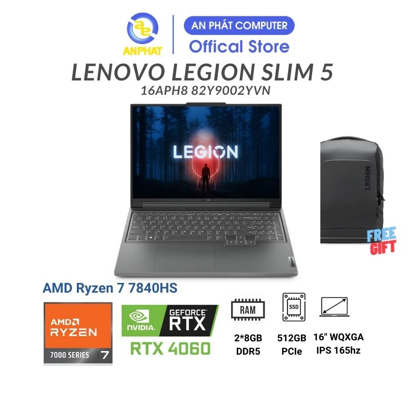 Laptop Lenovo Legion Slim 5 16APH8 82Y9002YVN (R7-7840HS | 16 inch 2K 165Hz)
