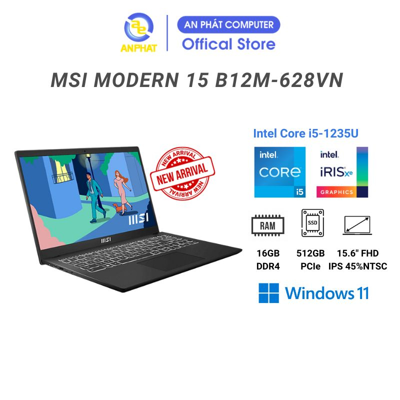 Laptop MSI Modern 15 B12M-628VN (Core i5-1235U | 16GB | 15.6 inch FHD)