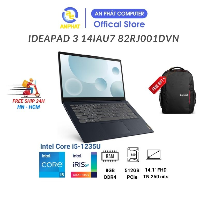 Laptop Lenovo IdeaPad 3 14IAU7 82RJ001DVN (Core i5-1235U | 14 FHD)