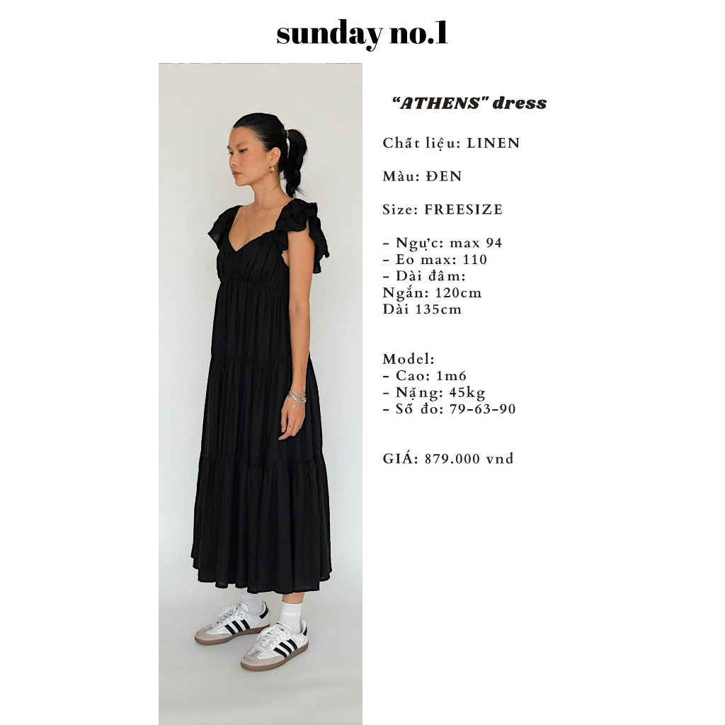 SUNDAY - "ATHENS", Váy Maxi Cổ V, Nhiều Tầng, Tay Cánh Tiên.