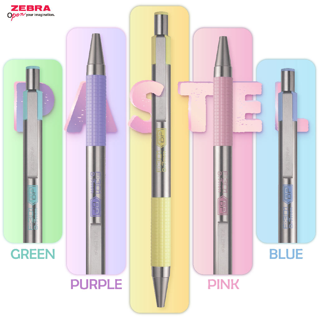 Ảnh Bút Bi Kim Loại Cao Cấp F.301 Pastel Zebra Pen 1.0mm - Mực Xanh, Vỏ Kim Loại Sang Trọng [Chính Hãng] 4
