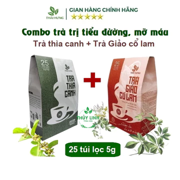 COMBO Đường huyết - Mỡ máu: Trà Thìa canh + Trà Giảo cổ lam (Hộp 25 túi lọc 5g)