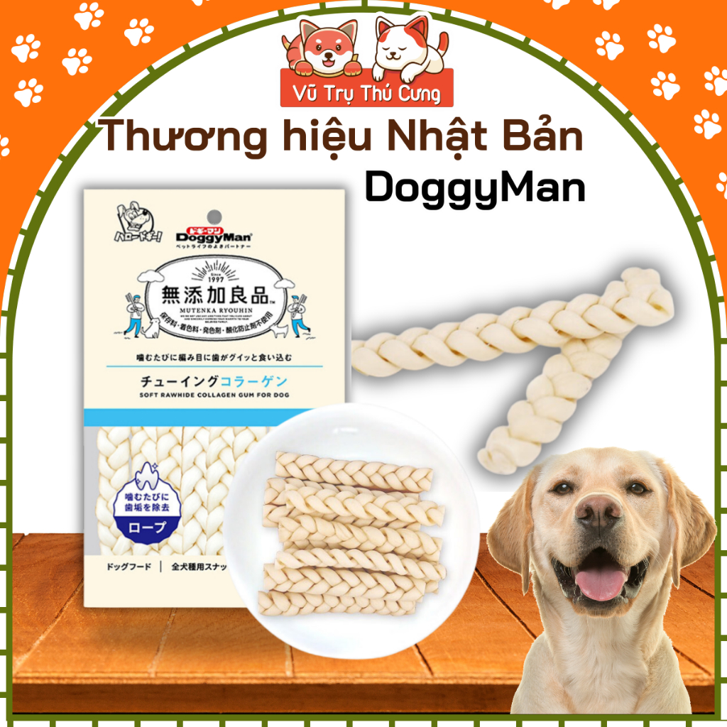 Snack Cho Chó Que Da Bò Xoắn Đôi Hương Sữa Doggyman 90g