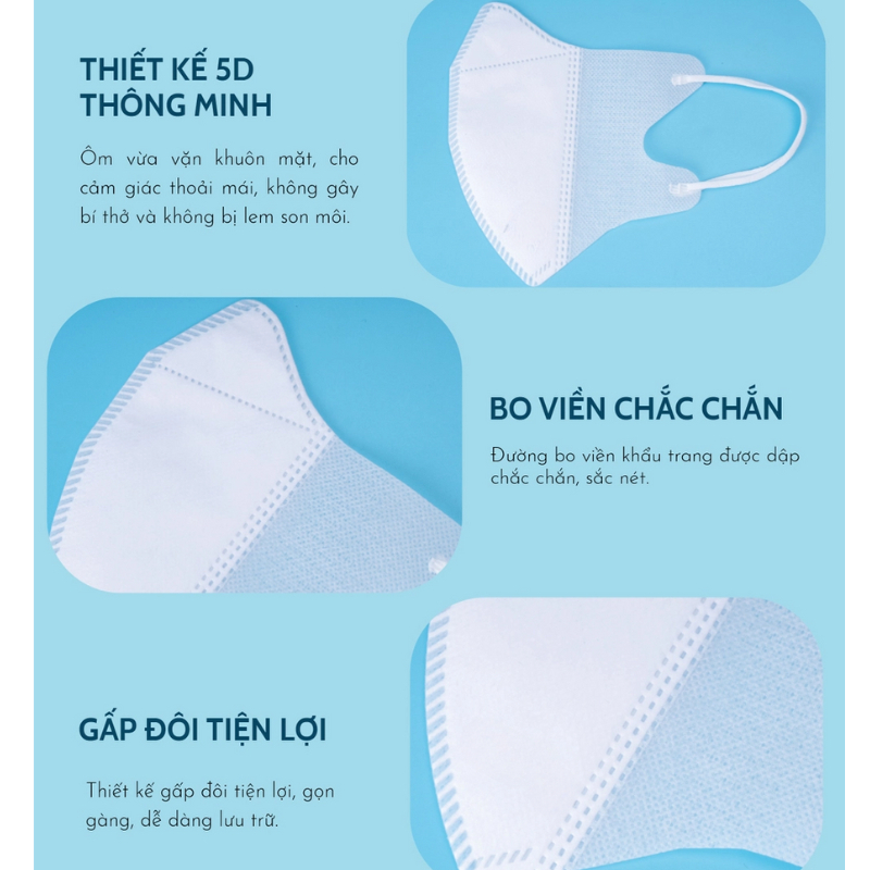 Túi 10 Cái Khẩu trang 5D Tulips người lớn chống nắng, chống bụi, chống tia UV, kháng khuẩn