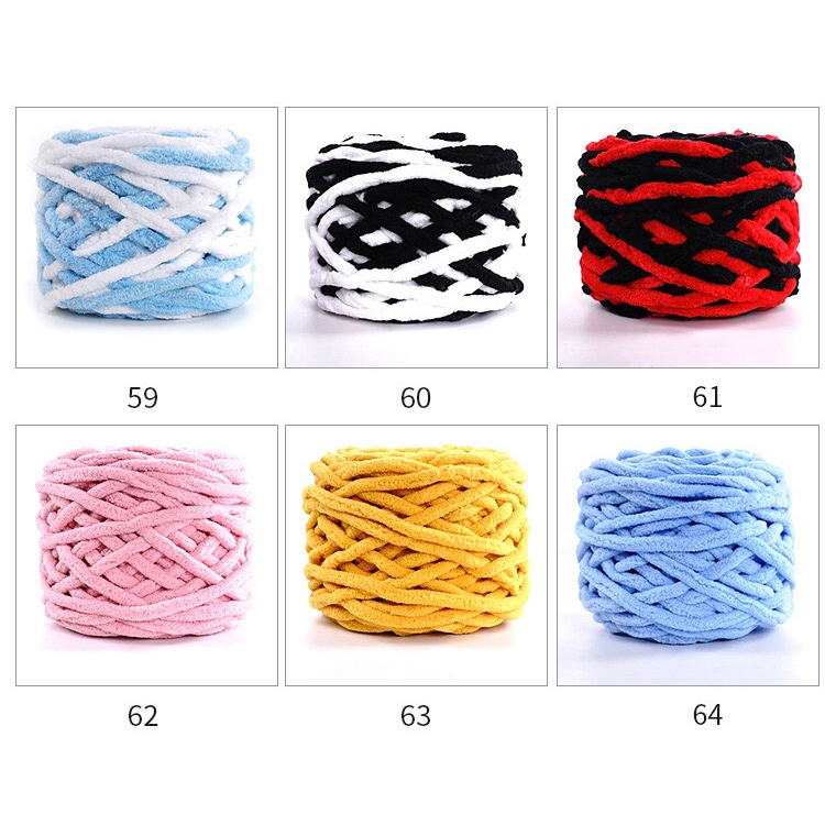 Len nhung đũa sợi to cuộn 100g - len bông sữa - đan móc khăn, thảm, chăn, thú bông khổng lồ mềm mịn (Đủ bảng màu 01-73)