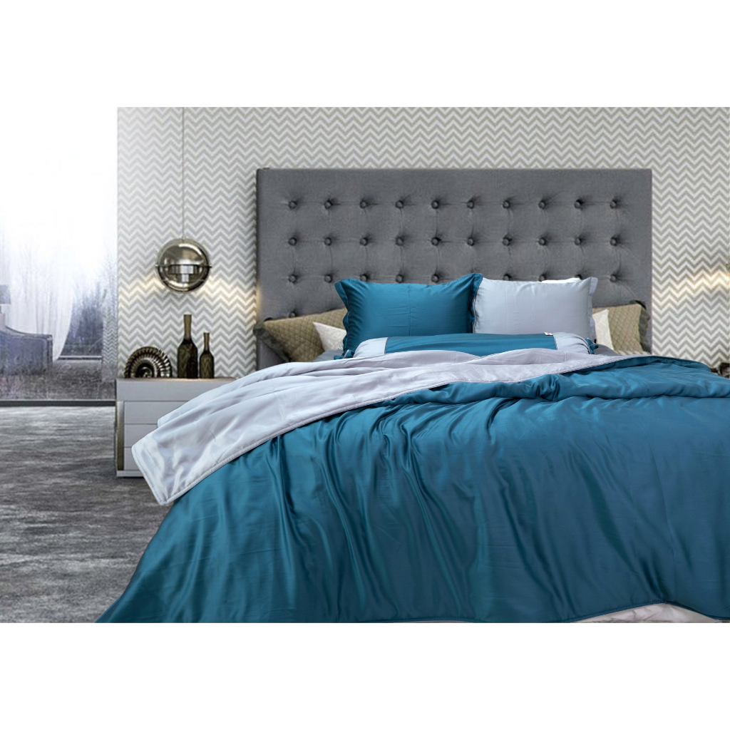Bộ Chăn Ga Gối Lụa Tencel JULIA Siêu Mềm Thoáng Mát Phong Cách Hàn Quốc Màu Xanh 842