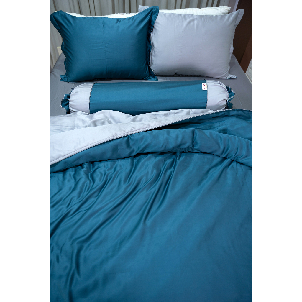 Bộ Chăn Ga Gối Lụa Tencel JULIA Siêu Mềm Thoáng Mát Phong Cách Hàn Quốc Màu Xanh 842