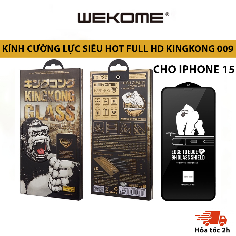 Ảnh Kính cường lực KINGKONG WEKOME 009 hộp sắt chống vỡ siêu tốt IPHONE 11 12 13 14 15 16 Pro Plus Promax 1