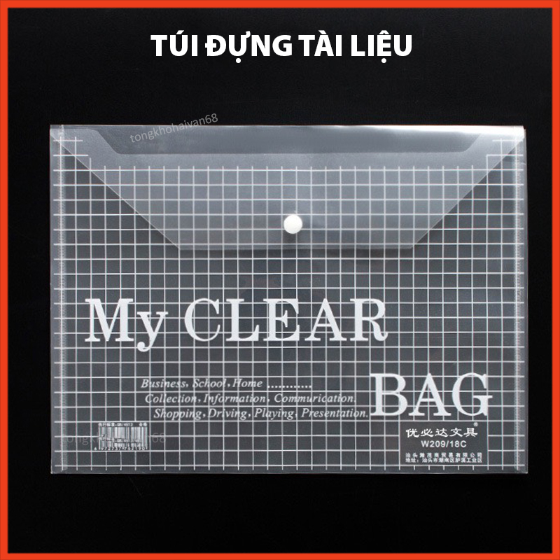 Bìa đựng tài liệu văn phòng phẩm A4, túi my clear bag trong suốt đựng ...