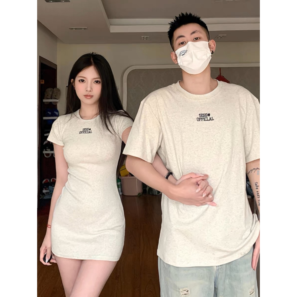 Set đôi 1ESS<3 𝐋𝐎𝐕𝐄 𝐅𝐎𝐑𝐄𝐕𝐄𝐑 𝐒𝐄𝐓 2 màu đen và tiêu xám - áo dáng xuông và váy body ôm eo
