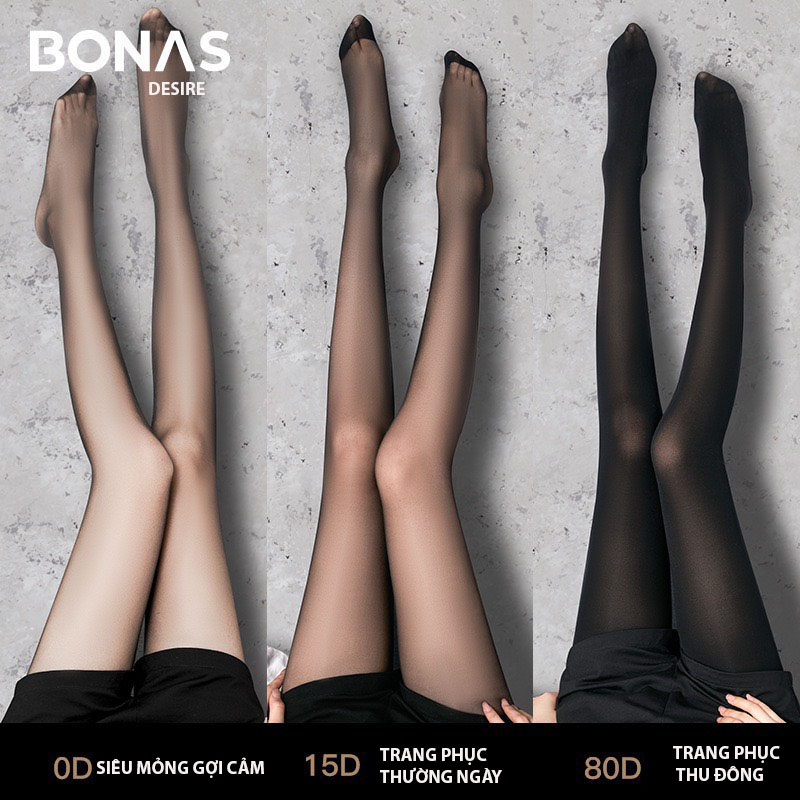 Quần tất BONAS CHÍNH HÃNG màu đen da 0D 15D 80D 200D siêu mỏng tự nhiên thon gọn chân chống tĩnh điện T-006