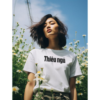 Áo thun unisex cotton 100% in chữ Thiếu Ngủ