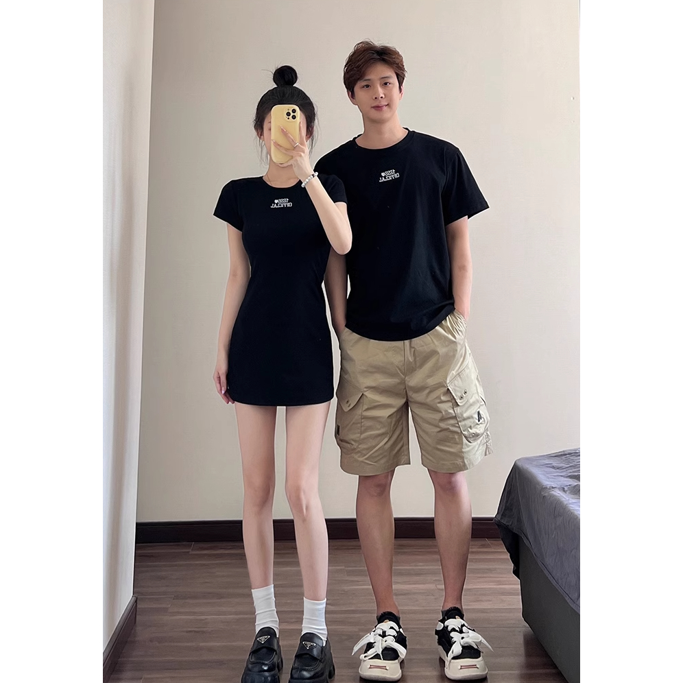 Set đôi 1ESS<3 𝐋𝐎𝐕𝐄 𝐅𝐎𝐑𝐄𝐕𝐄𝐑 𝐒𝐄𝐓 MÀU ĐEN - áo dáng xuông và váy body ôm eo