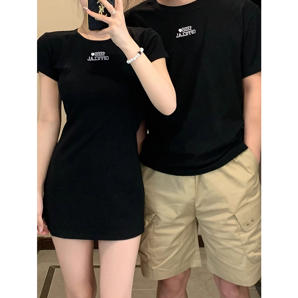 Set đôi 1ESS<3 𝐋𝐎𝐕𝐄 𝐅𝐎𝐑𝐄𝐕𝐄𝐑 𝐒𝐄𝐓 MÀU ĐEN - áo dáng xuông và váy body ôm eo