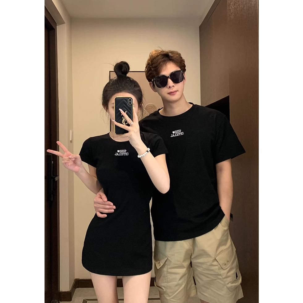 Set đôi 1ESS<3 𝐋𝐎𝐕𝐄 𝐅𝐎𝐑𝐄𝐕𝐄𝐑 𝐒𝐄𝐓 MÀU ĐEN - áo dáng xuông và váy body ôm eo