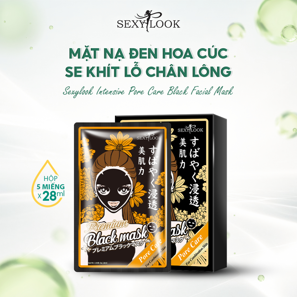 Ảnh Combo 10 Mặt Nạ Đen Hoa Cúc Se Khít Lỗ Chân Lông SEXYLOOK (10 miếng x 28ml) 2