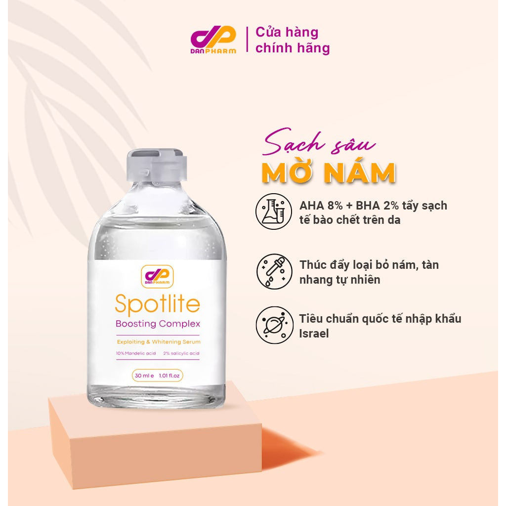 Ảnh Serum Tẩy Sạch Tế Bào Chết Hoá Học Loại Bỏ Nám Tàn Nhang, AHA 8% + BHA 2% Spotlite Boosting Complex 30ml Danpharm Israel 1