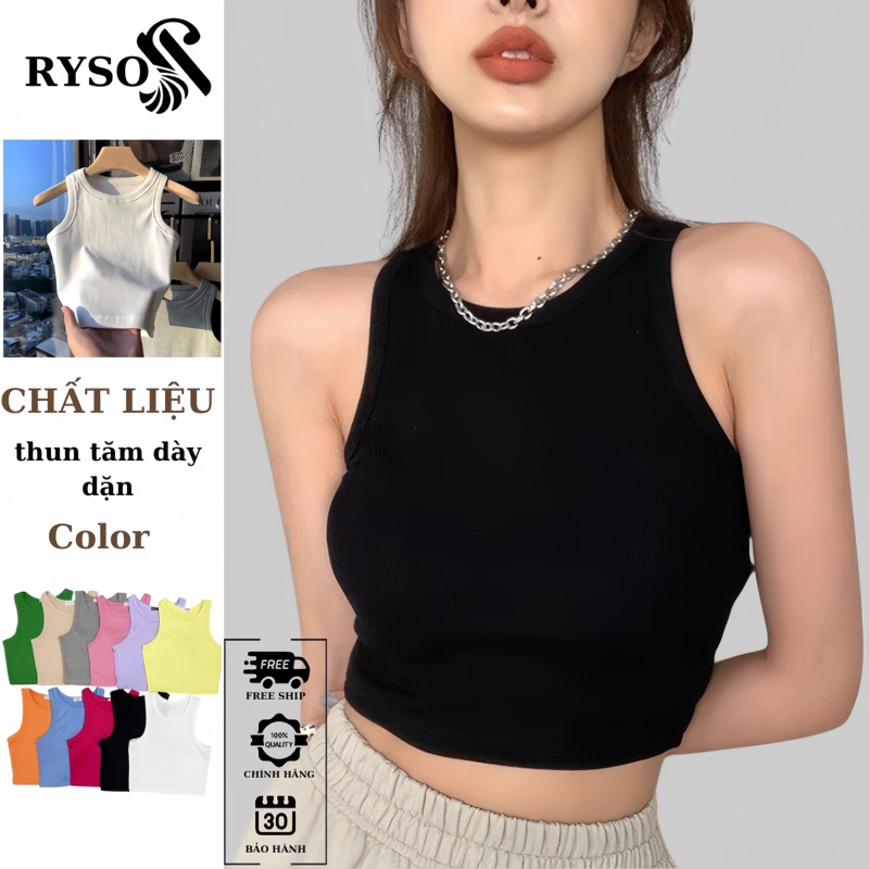 Áo Croptop Ba Lỗ Nữ Ngược Trơn RYSO FASHION Dáng Ôm Body Chất Dày chất thun gân mềm mịn siêu dày spe