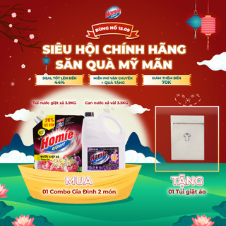 (Combo 2 món) 1 Túi Nước Giặt 3,9kg + 1 Can Nước Xả Vải 3,5kg HOMIE EXPERT