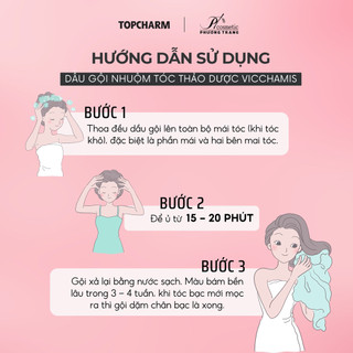 [Chai 500ml] Dầu gội phủ bạc gội là đen VICCHAMIS - Phủ bạc hiệu quả, tóc chắc khỏe - TOPCHARM
