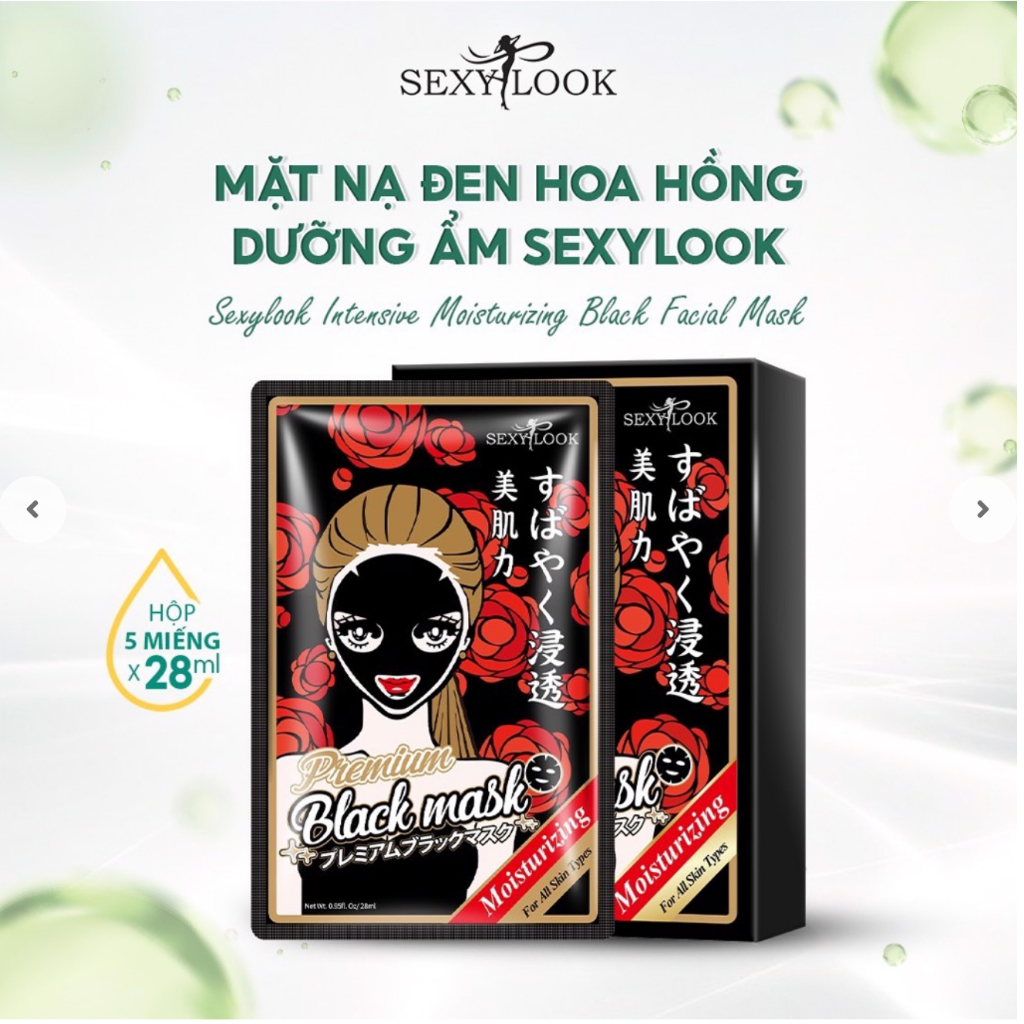 Ảnh Mặt Nạ Đen Hoa Sơn Trà SEXYLOOK Dưỡng Ẩm Ngăn Ngừa Nếp Nhăn (5 miếng x 28ml) 3