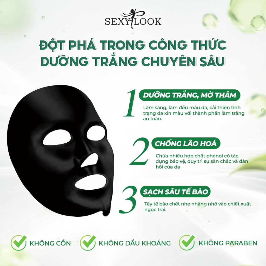 Ảnh Mặt Nạ Đen Ngọc Trai SEXYLOOK Dưỡng Trắng Chuyên Sâu (5 miếng x 28ml) 4