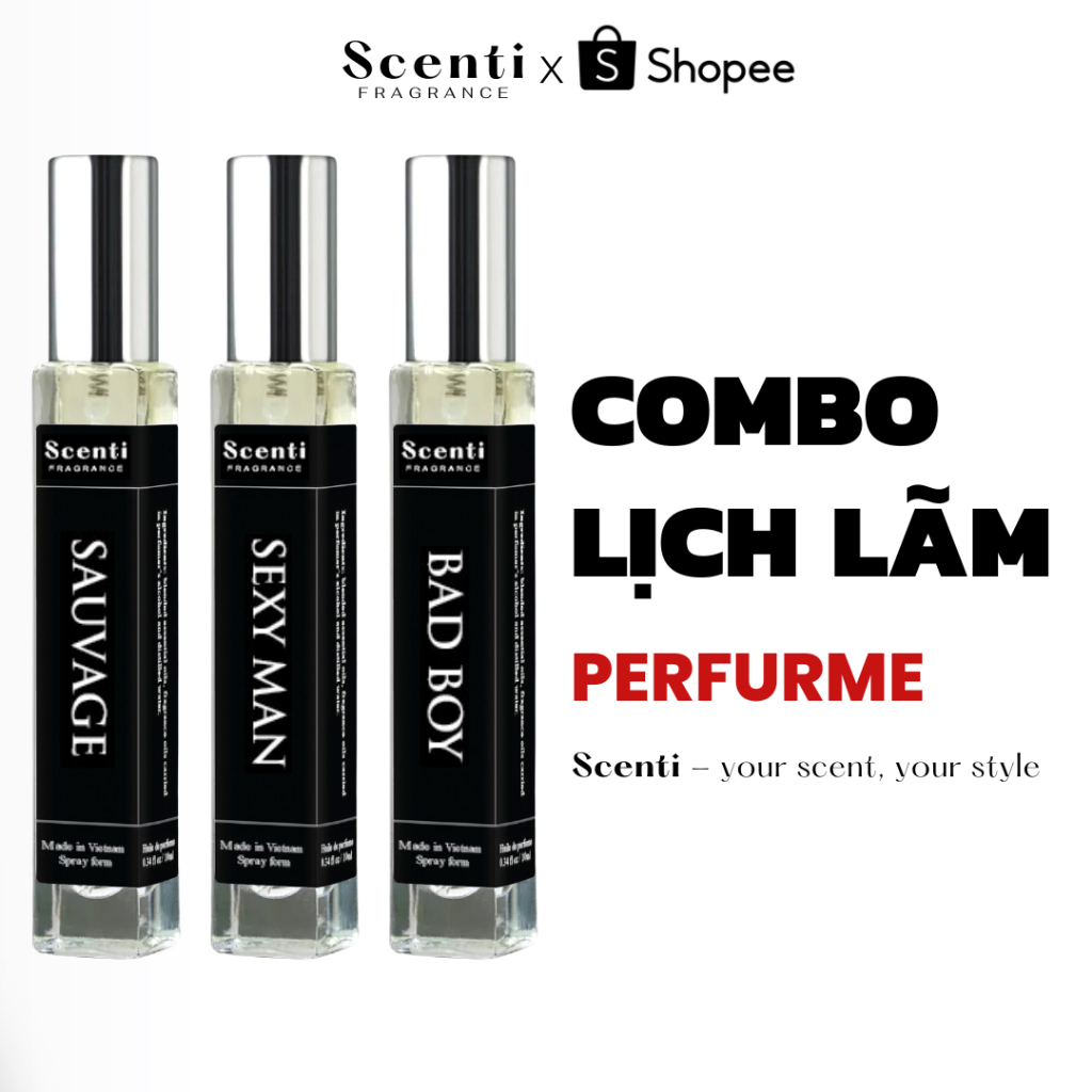 [Combo Lịch Lãm] Nước Hoa Nam Sauvage, Sexy Man, Bad Boy Scenti Mùi Hương Mạnh Mẽ, Sang Trọng, Nam Tính, Chai Xịt 10ml