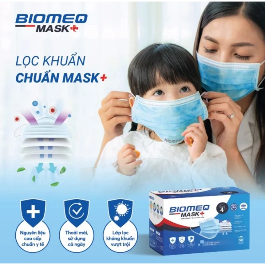Khẩu trang y tế kháng khuẩn 4 lớp BIOMEQ MASK+ HỘP 50 CÁI | Shopee Việt Nam