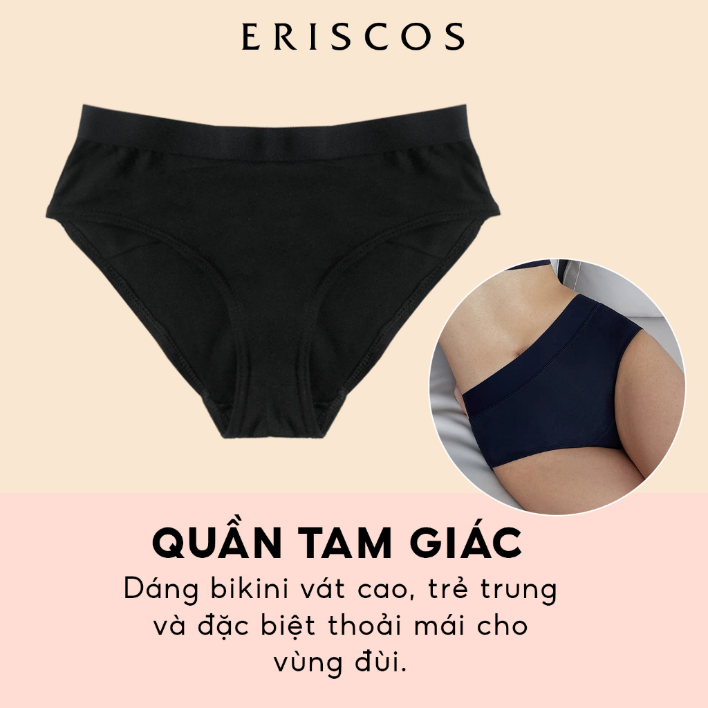 Bộ quần áo lót cotton thiết kế nữ bra không gọng mút rời quần tam giác đai 2.5cm Eriscos E1002