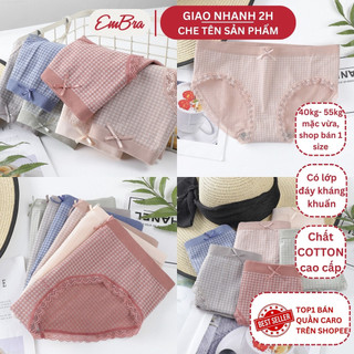 Quần Lót Nữ Cotton Siêu Thoáng Hoạ Tiết Caro, Quần lót mềm mại Viền Ren Kháng Khuẩn Mã Q04