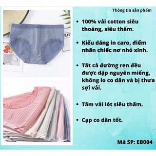 Quần Lót Nữ Cotton Siêu Thoáng Hoạ Tiết Caro, Quần lót mềm mại Viền Ren Kháng Khuẩn Mã Q04