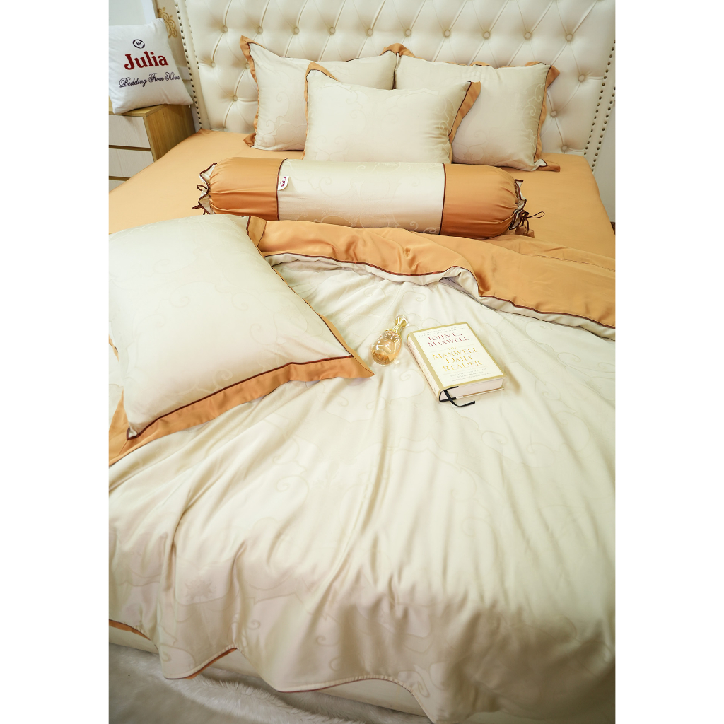 Bộ Chăn Ga Gối Ra Giường JULIA Lụa Tencel Mềm Mịn Hàn Quốc Bền Bỉ Và Thoáng Khí Cao 803