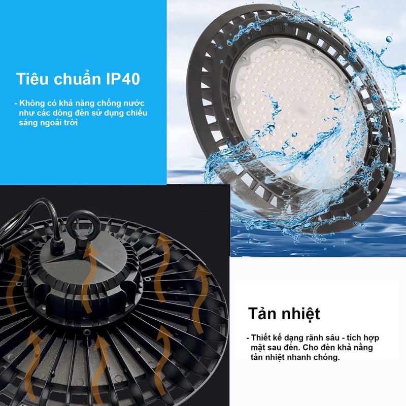 Đèn Led Highbay UFO, đĩa bay(CAO CẤP), Đèn Led Nhà Xưởng Công Suất 100W, 150W, 200W Chất Lượng Cao