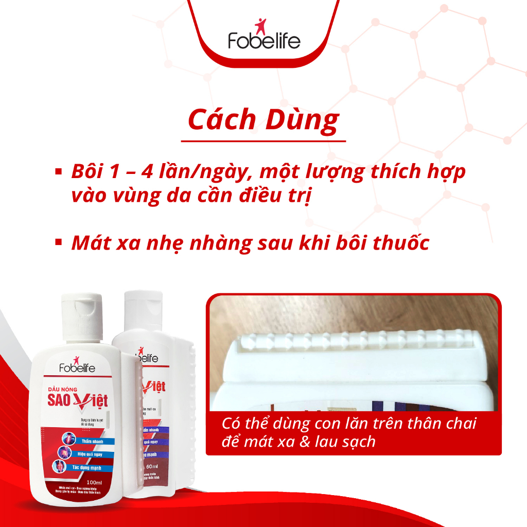 Dầu Nóng Sao Việt Fobelife Xoa Bóp Bong Gân, Đau Nhức Xương Khớp N2 - Chai 60/100ml