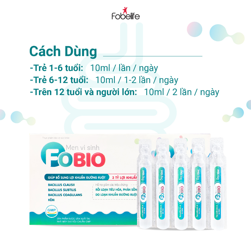 Ống Uống Men Vi Sinh FoBio Fobe Hỗ Trợ Bổ Sung Lợi Khuẩn, Giảm Rối Loạn Tiêu Hoá N1 - Hộp 20 Ống