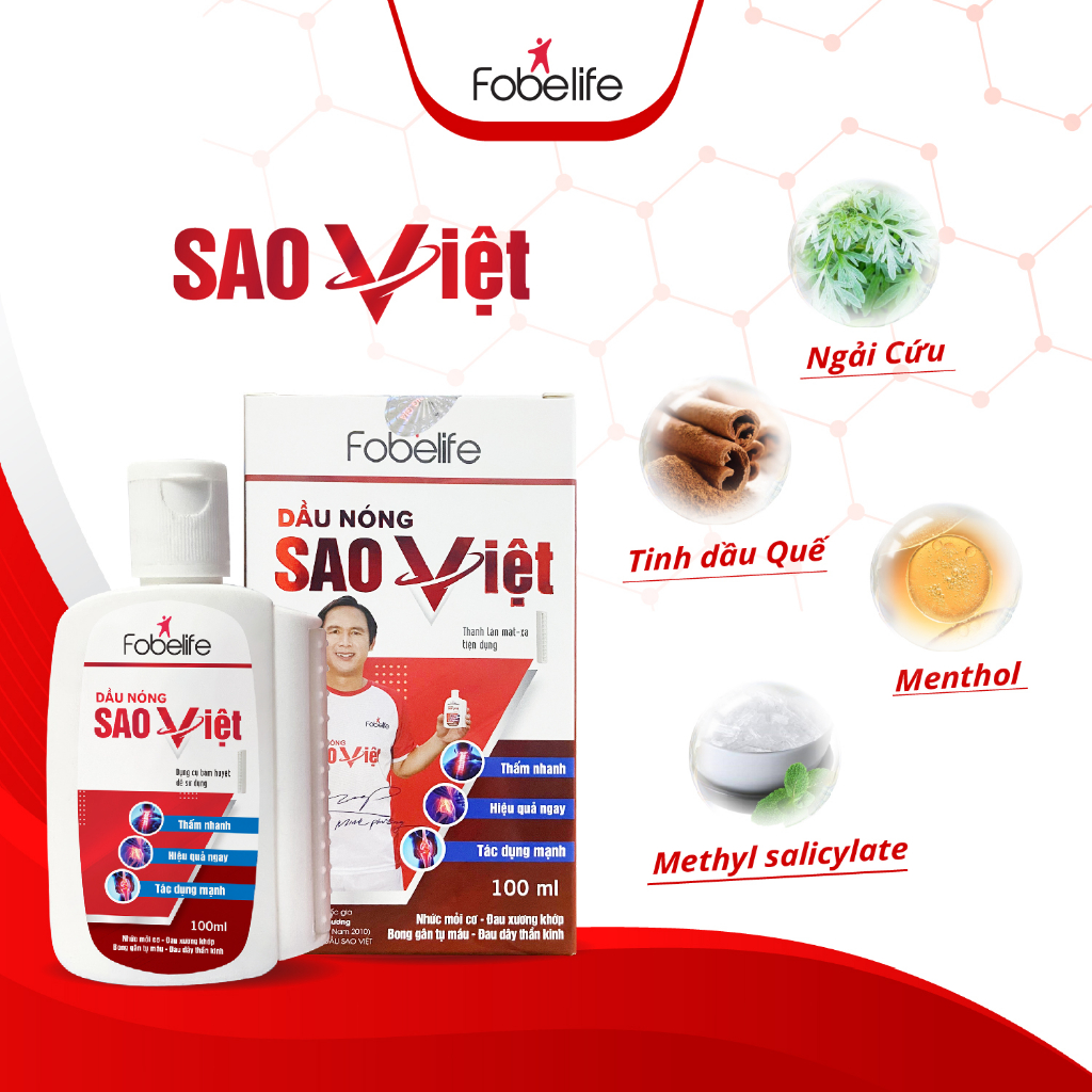 Dầu Nóng Sao Việt Fobelife Xoa Bóp Bong Gân, Đau Nhức Xương Khớp N2 - Chai 60/100ml