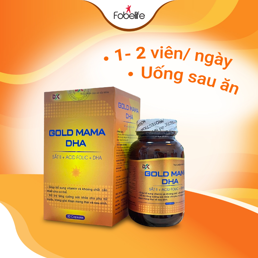 Viên Uống Mẹ Bầu Gold Mama DHA Giúp Bổ Sung Sắt, Vitamin, Khoáng Chất Cho Cơ Thể N1