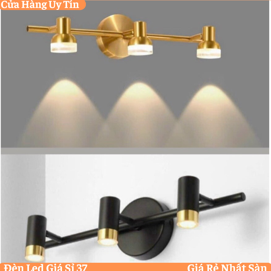Đèn soi tranh, Đèn rọi gương 3 bóng mắt led COB 5W cực sáng ,điều chỉnh ...