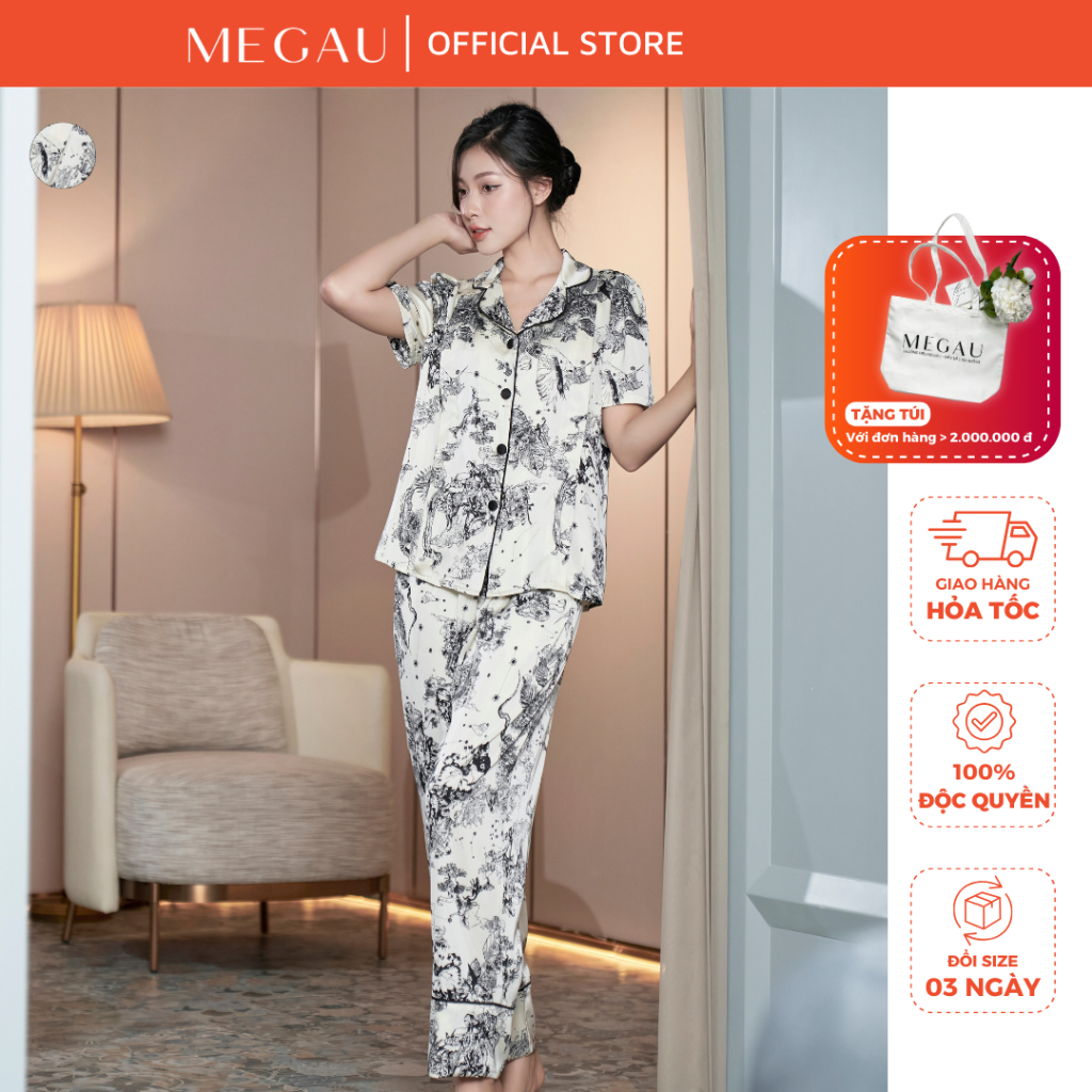 JETAIME – Set đồ ngủ cho mẹ bầu và sau sinh áo cộc quần dài thương hiệu MEGAU