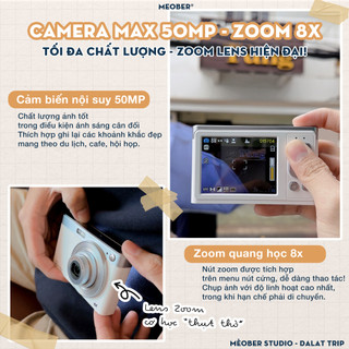 [Tặng thẻ nhớ] Máy Chụp hình mini digital v2 50MP Super Zoom, quay phim 4K, video slow-mo, lens zoom vật lý 4X by Meober