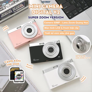 Máy Chụp hình mini digital v2 50MP Super Zoom, quay phim 4K, video slow-mo, lens zoom vật lý 4X by Meober