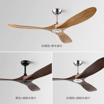 (Ảnhthật-Giá rẻ)Quạt trần 3 cánh gỗ,Quạt trần trang trí lắp phòng khách,phòng ngủ có đảo chiều tích hợp điều khiển 6 số