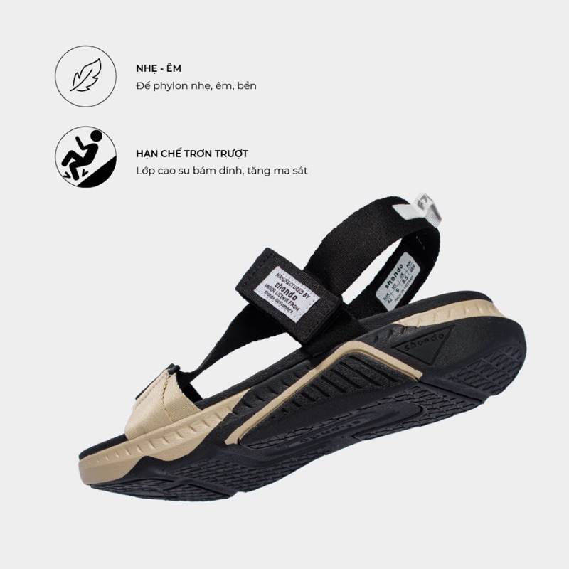Ảnh Giày Sandal Nam Nữ SHONDO F7 Racing Màu Đen Be F7R1125 4